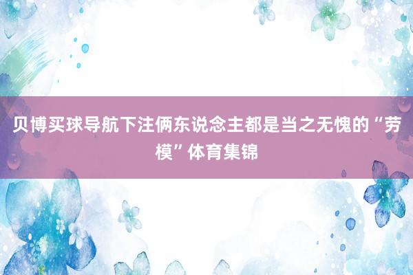 贝博买球导航下注俩东说念主都是当之无愧的“劳模”体育集锦