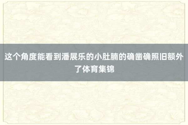 这个角度能看到潘展乐的小肚腩的确凿确照旧额外了体育集锦