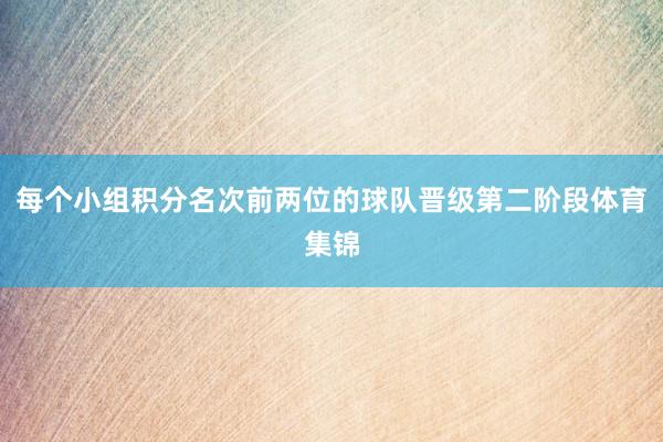 每个小组积分名次前两位的球队晋级第二阶段体育集锦